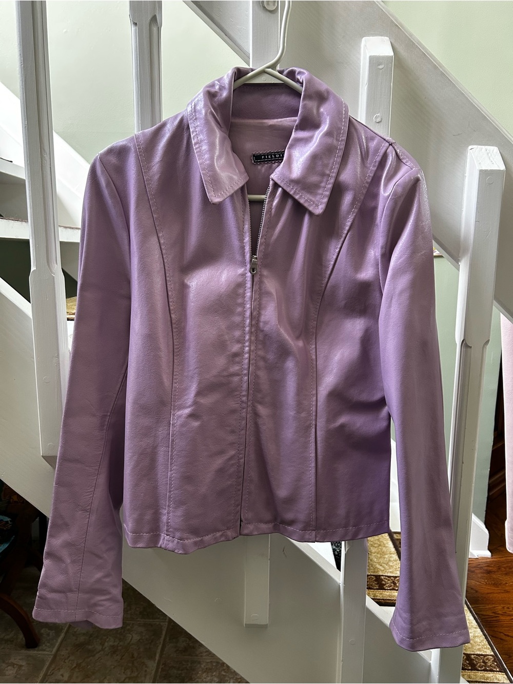Pastel Lavender Leather Zip Jacket